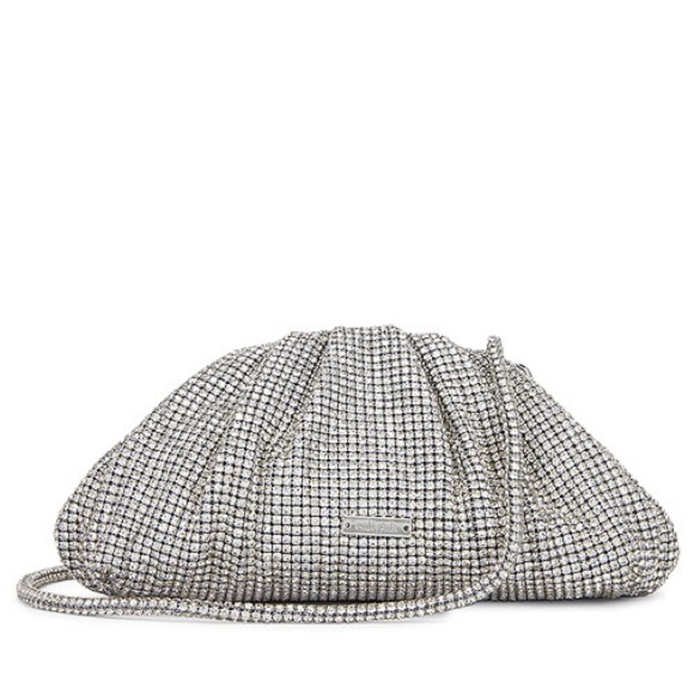 Cult gaia Crystal Mesh Silver Evening Clutch Shoulder Bag